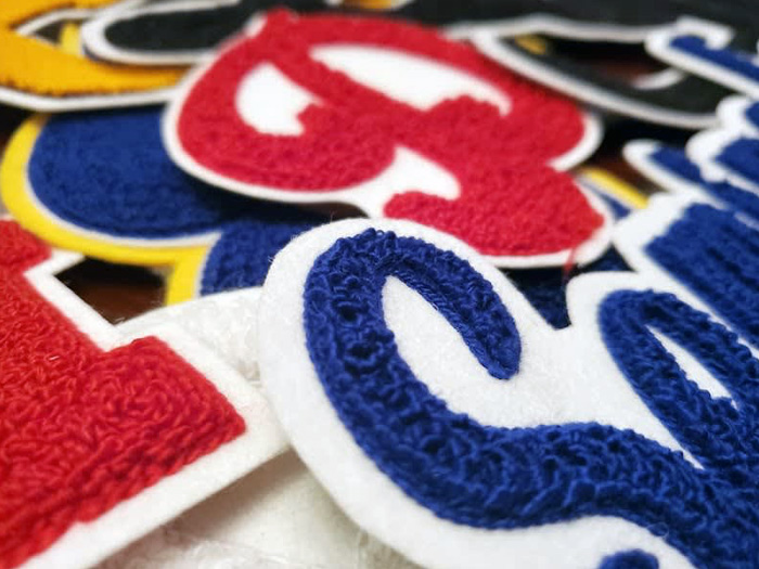 Triple-layer chenille felt patch with raised embroidery for varsity jackets