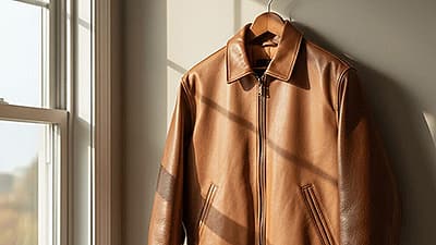 Vintage brown Nappa leather bomber jacket