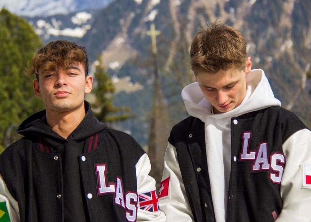 Leysin American School students wearing senior letterman jackets