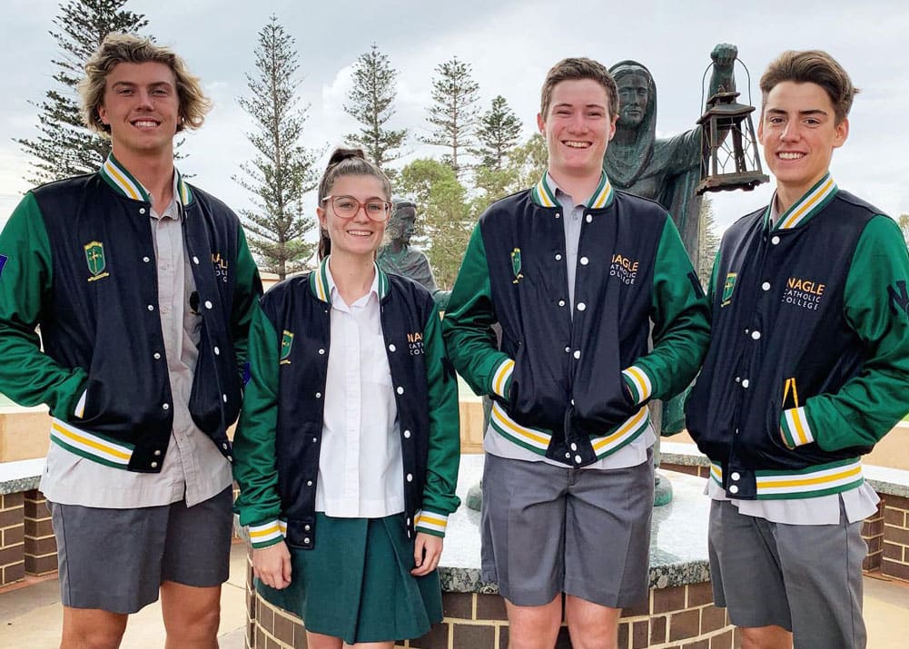 New York school leavers in black and gold senior jackets
