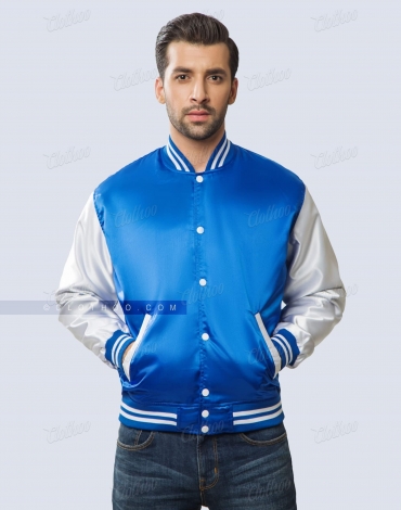 Blue and White Satin Jacket for Youth