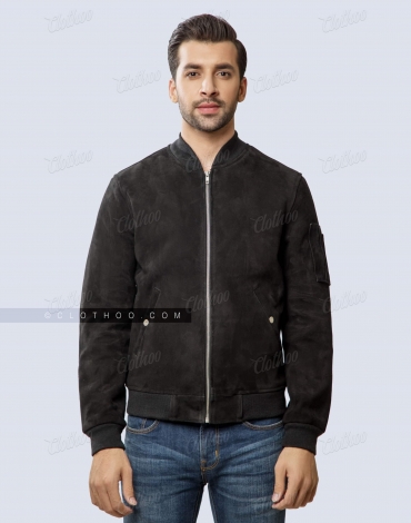 Black Suede Bomber Jacket