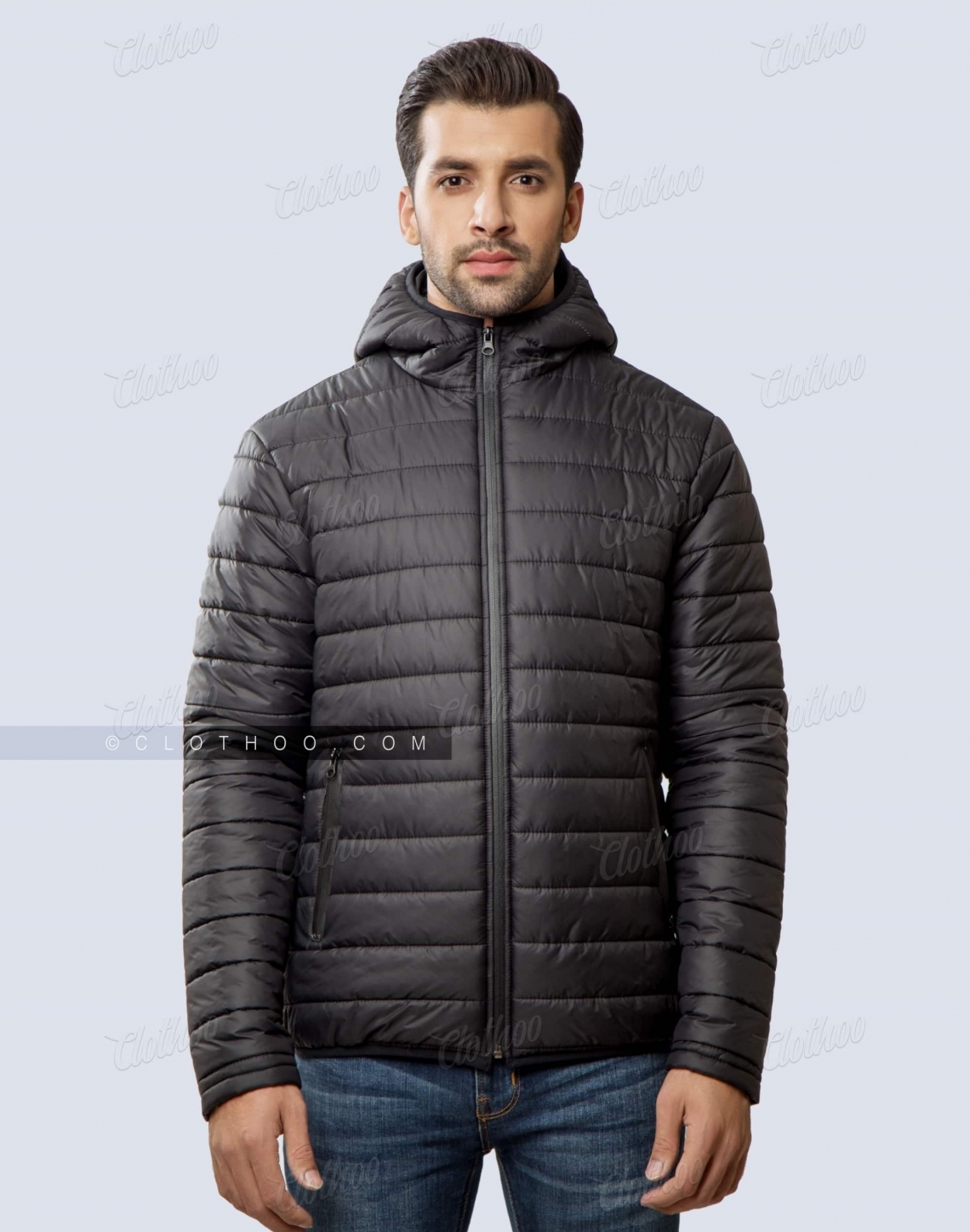 Black Puffer Jacket For Mens Front