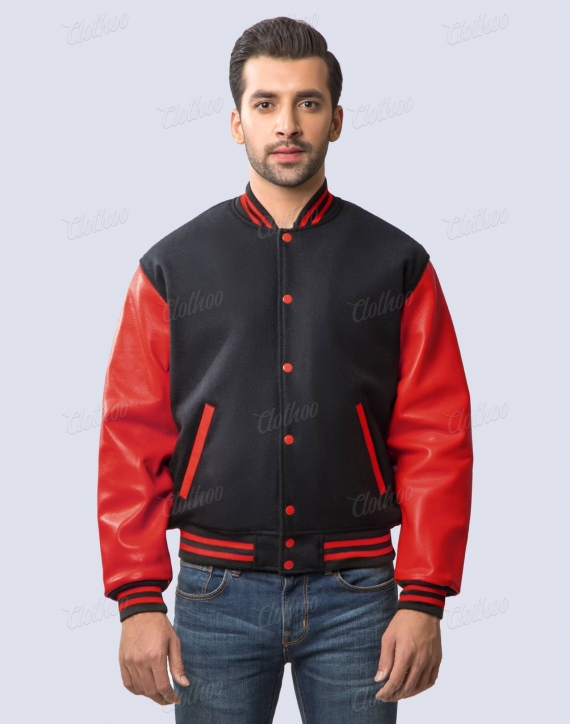Black and Red Varsity Letterman Jacket