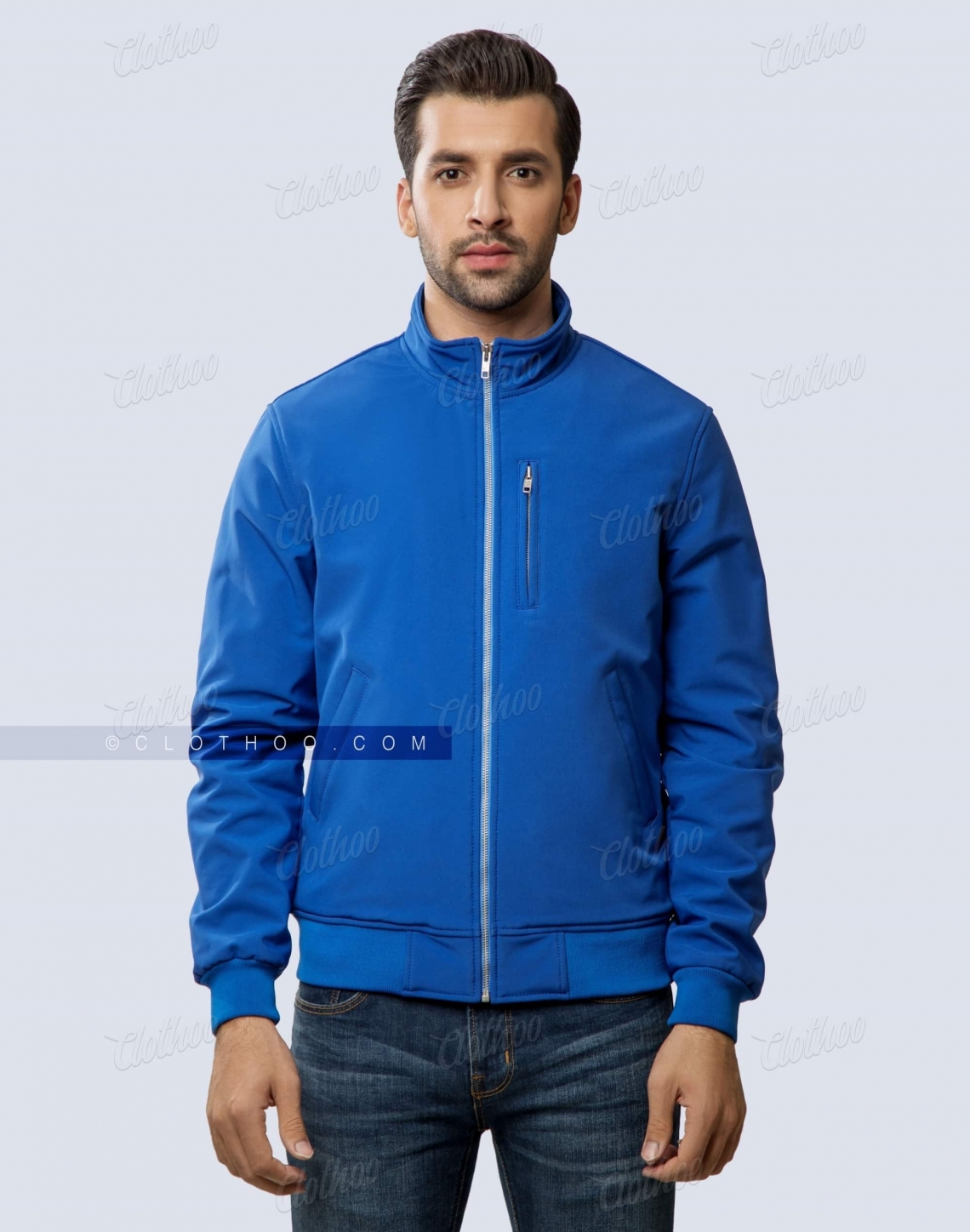 Royal Blue Soft-Shell Bomber Jacket Front