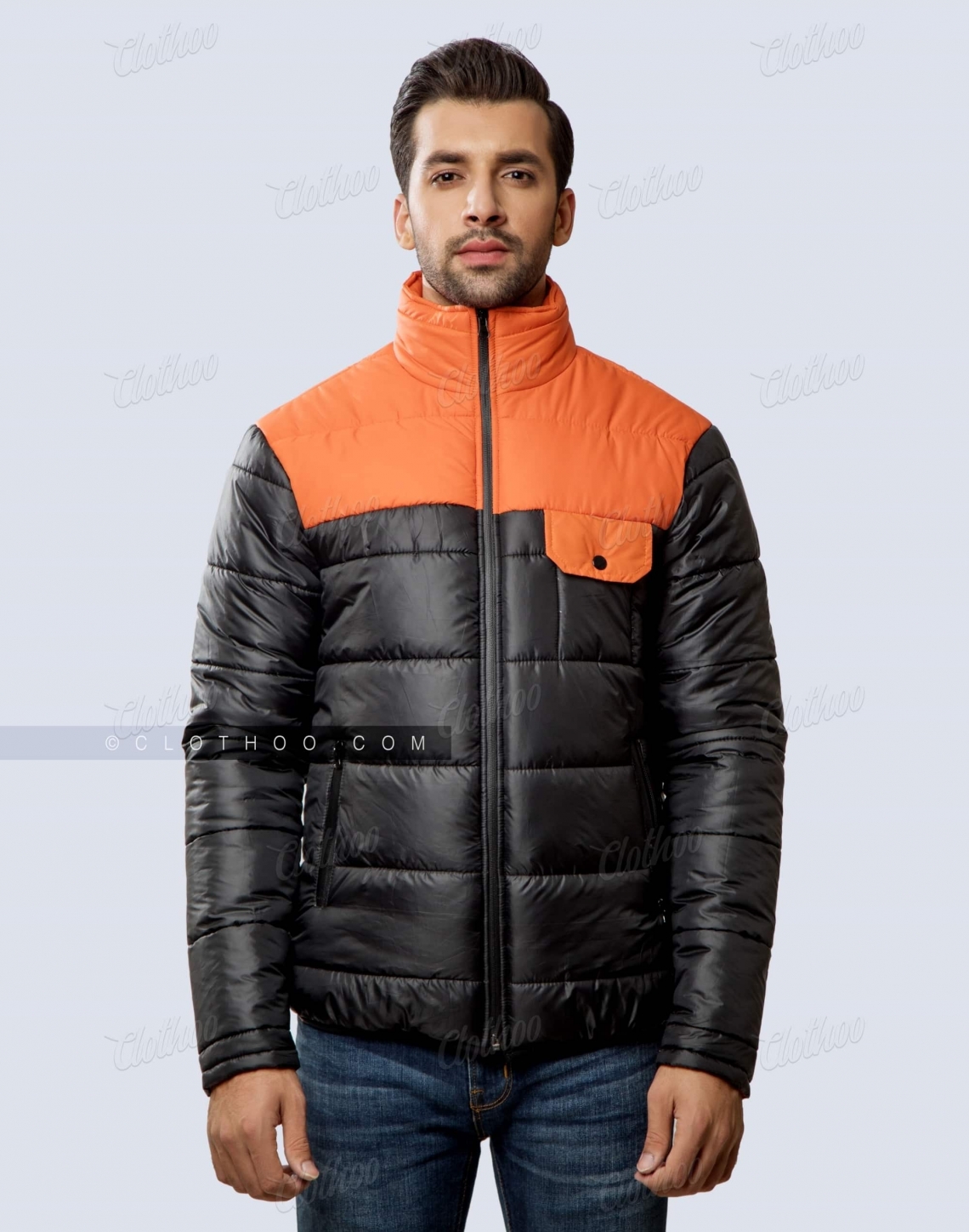 Colorblock Puffer Jacket For Men And Women Front