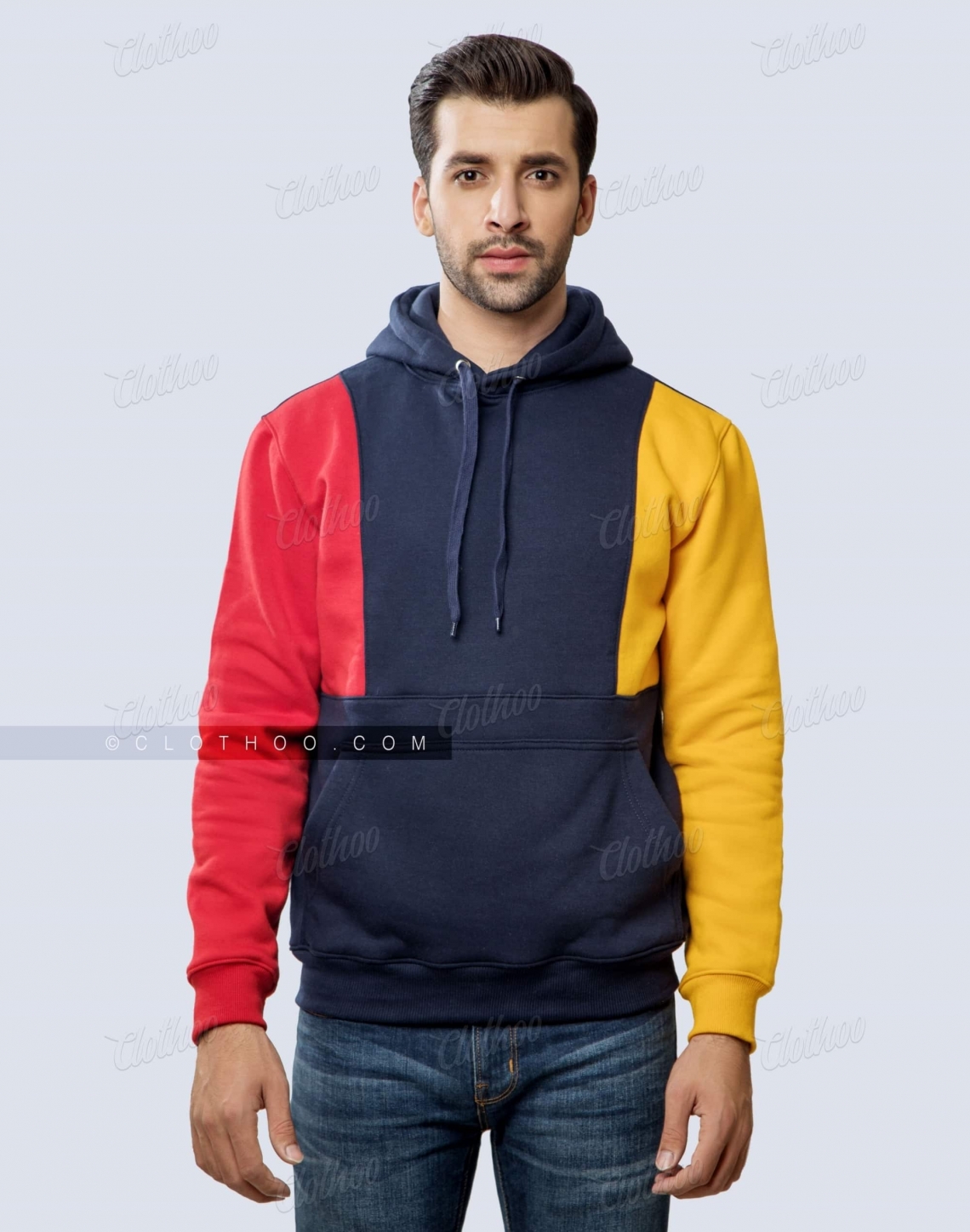 Colorblock Pullover Fleece Hoodie Front