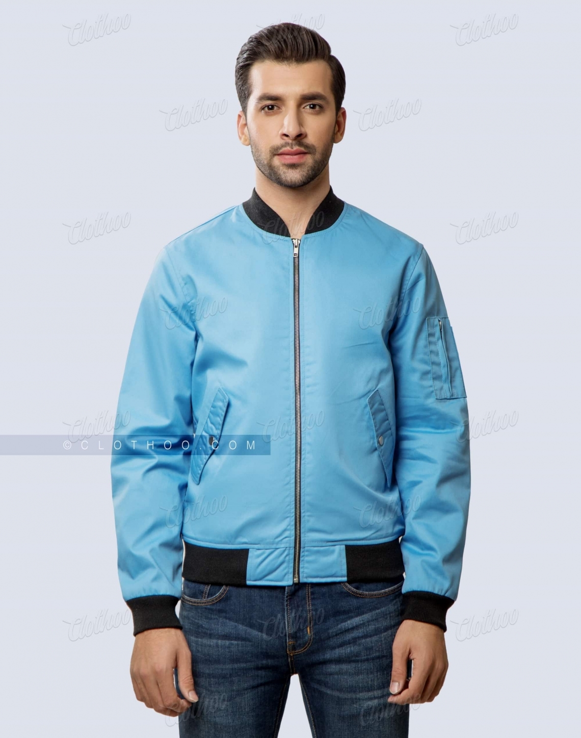 Cotton Twill Bomber Jacket For Men Front