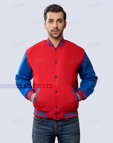 Red and Royal Blue Wool Varsity Jacket