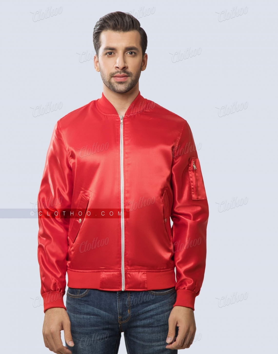 Red Satin Bomber Jacket mens