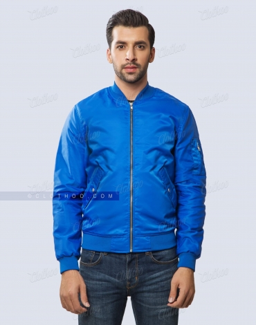 Nylon Bomber Jacket in Royal Blue