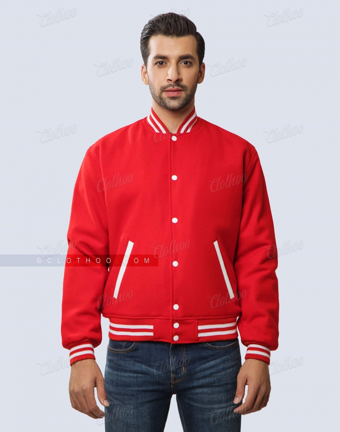 Scarlet Red Wool Letterman Jacket