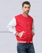 Red And White Varsity Jacket Front Side