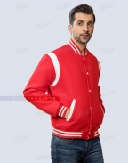 Red Letterman Jackets Shoulder Insert White