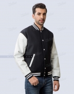 Black and White Letterman Jacket for men