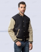 Black and beige letterman jacket