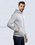 Custom Fleece Hoodie In Light Grey Front Side