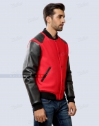 Premium Wool And Sheep Leather Letterman Jacket Front Side