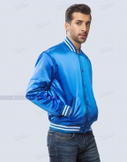 Royal Blue Satin Varsity Jacket for Baseball Team