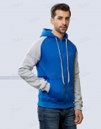 Seniors Zipper Fleece Hoodie In Royal Blue And Light Grey Front Side