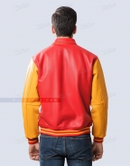 Varsity Jacket With Shirt Collar Leather Back