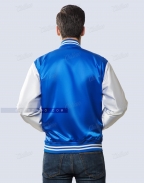 Royal and White Satin Letterman Jacket