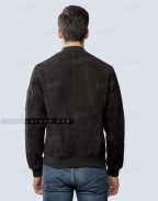 Black Goat Suede Bomber Jacket For Men And Women Back
