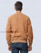 Bomber Style Tan Suede Jacket Back