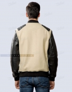 Fashion Wool And Sheep Leather Jacket In Letterman Style Back