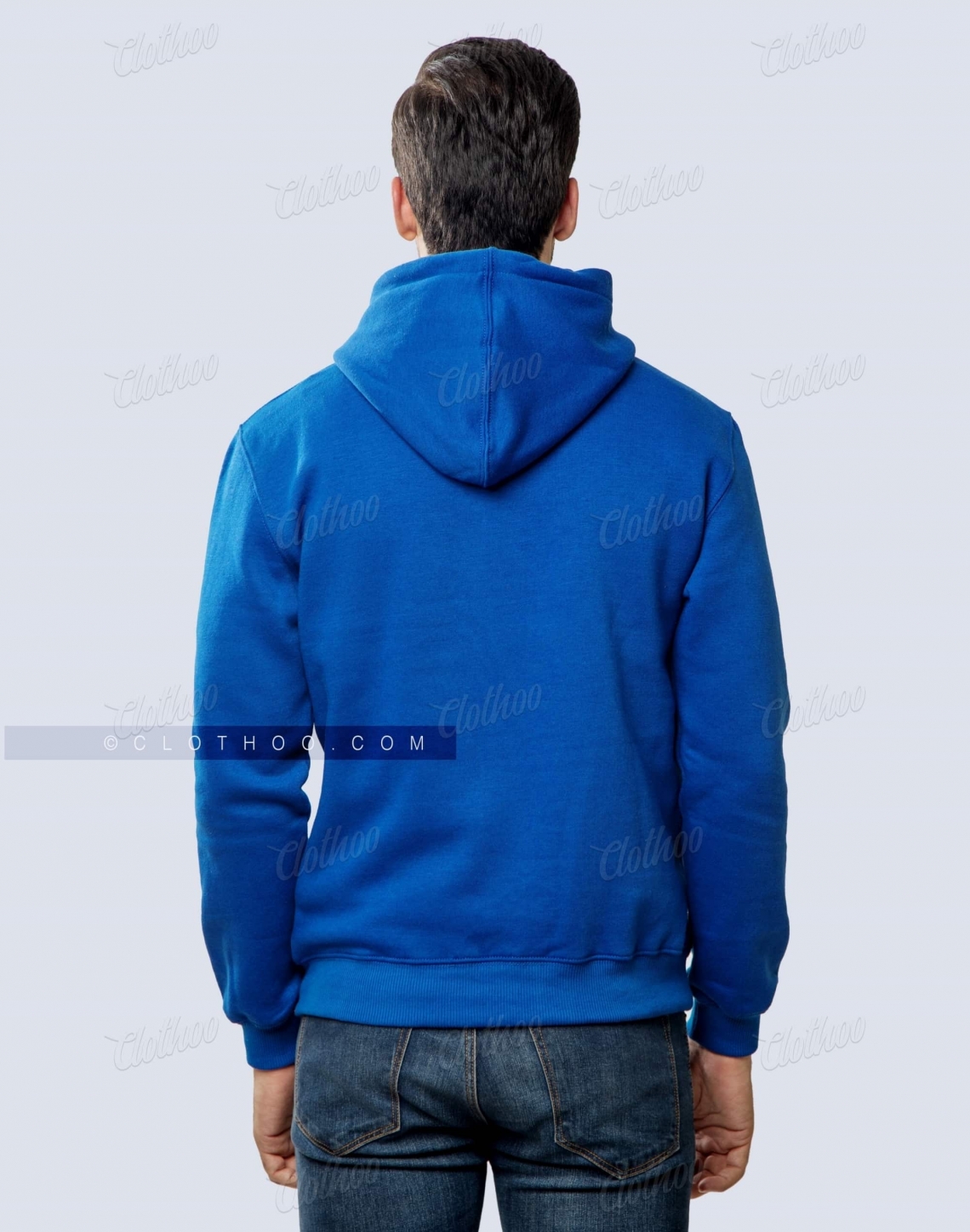 Pullover Fleece Hoodie In Royal Blue Back