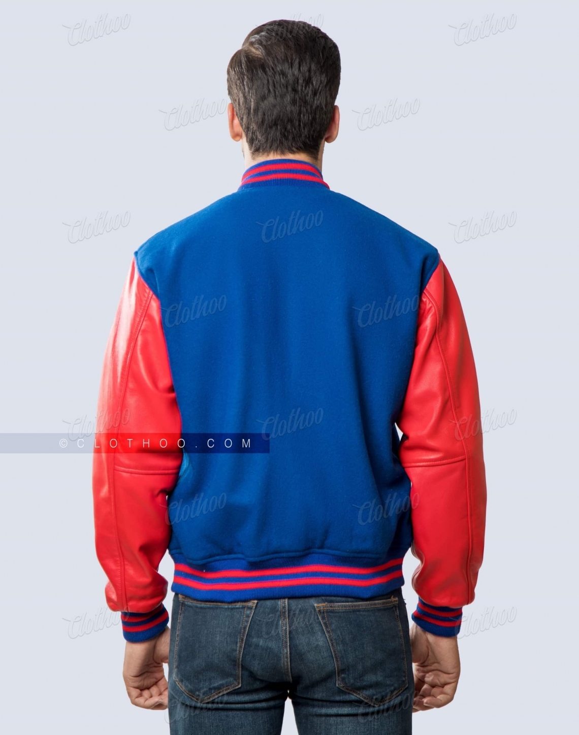 Royal body red sleeves letterman jacket