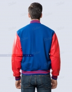 Royal body red sleeves letterman jacket
