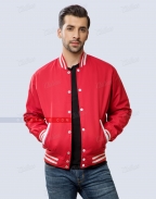 Red Cotton Twill Baseball Jacket for Men and Women Teams Casual