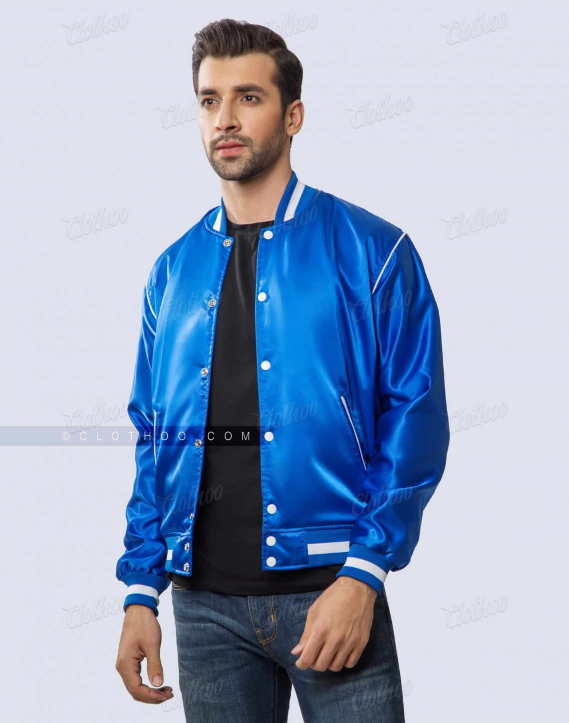 Stylish men and women satin jacket with piping Casual
