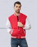 Red And White Baseball Varsity Jacket Mens Women Casual