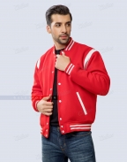 Red Lettermans Varsity Jacket With Shoulder Inserts