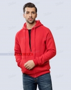Customizable Zipper Fleece Hoodie In Red Casual