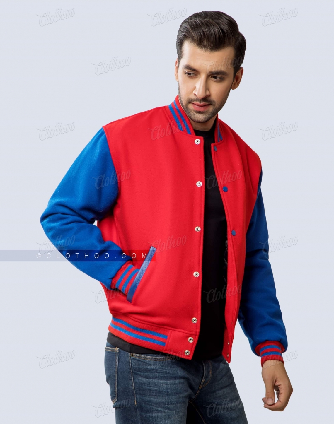 Red and Royal Blue Wool Letter Jacket