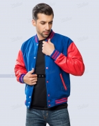 Royal Blue Red letterman Jacket Casual