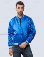 Royal Blue Satin Varsity Jacket for men and women