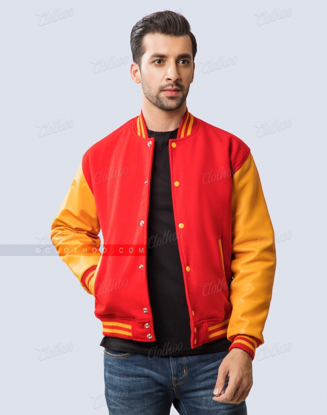 Red and Gold Leather Varsity Jacket