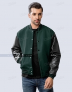 Green & Black Letterman Jacket