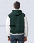 Green White Hoodie Varsity Jacket