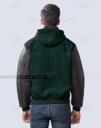 Hooded Green Varsity Jacket