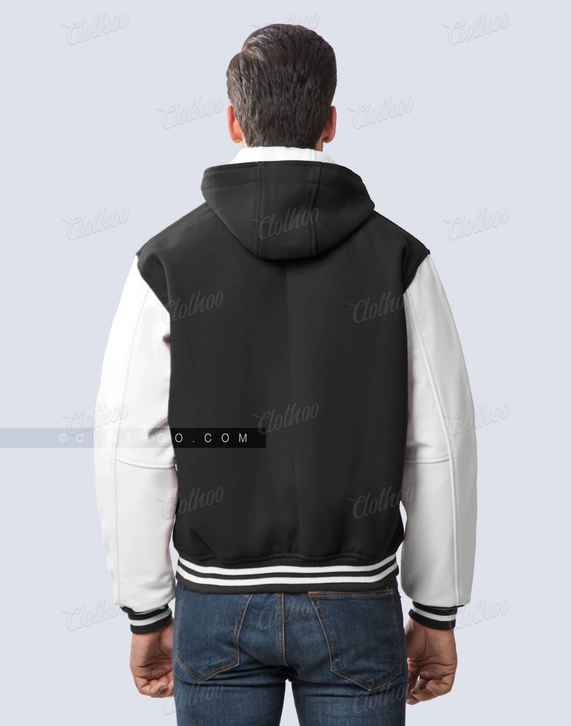 Hooded Varsity Jacket Black