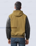 Hooded Varsity Jacket Brown Black