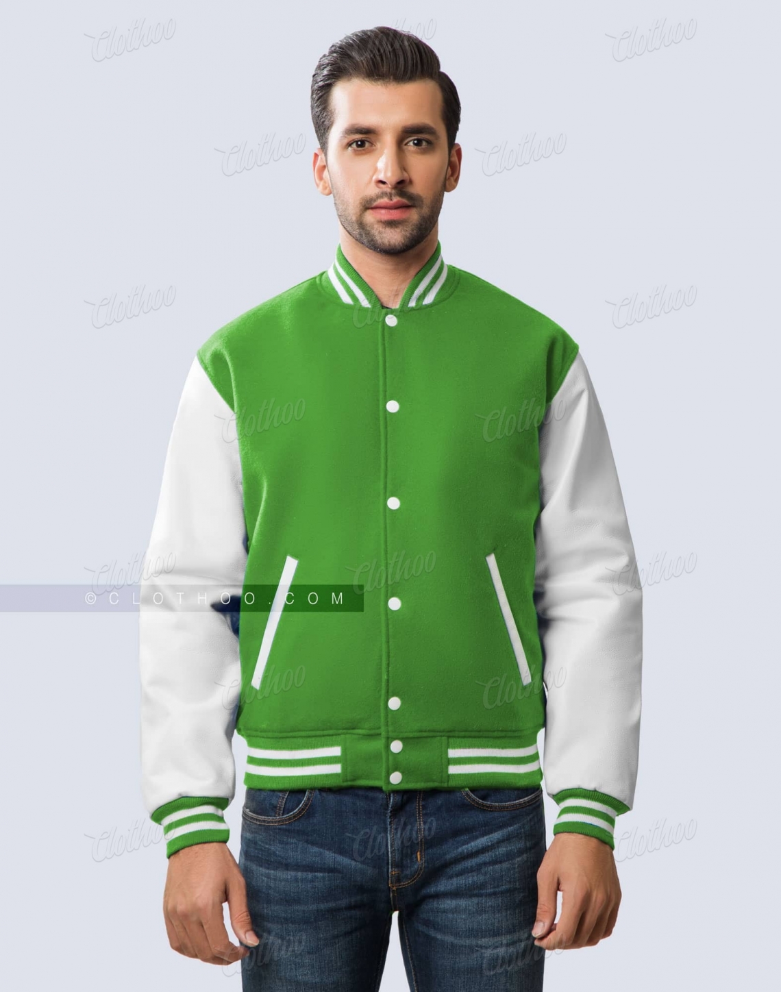 Kelly Green and White Varsity Jacket