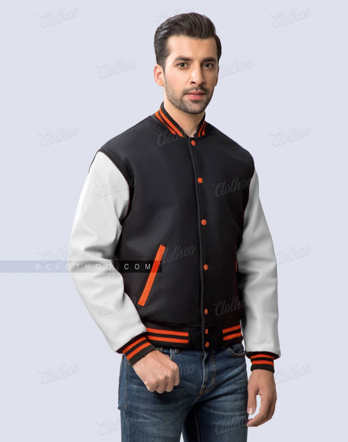 Black Wool and White University Letterman Jacket