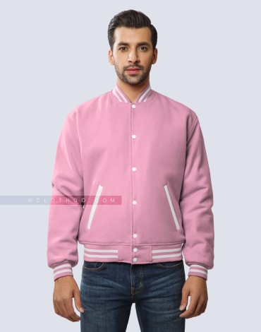 Baby Pink Wool Varsity Jacket