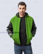 Black Kelly Green Hoodie Letterman Jacket